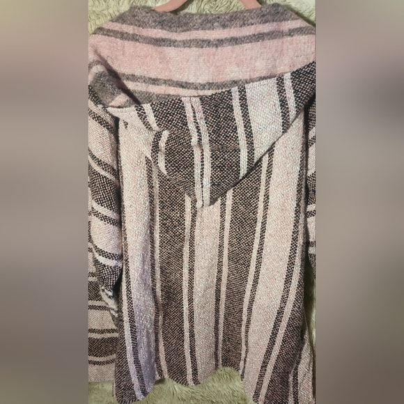 Mr. Baja Mexican Poncho Hoodie Fleece inside Pink Gray Large - Picture 6 of 13